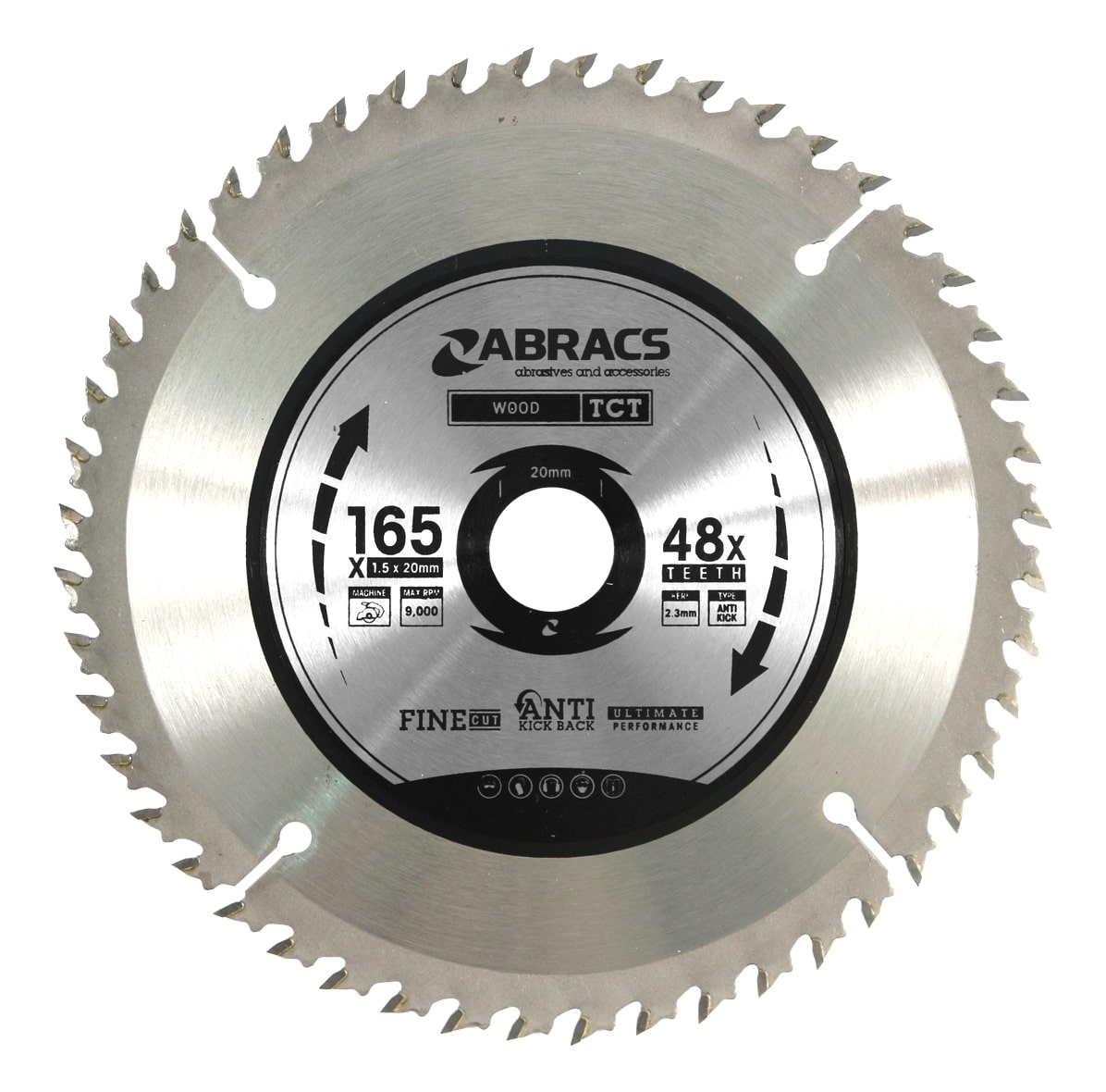 Abracs  TCT BLADE 165mm x 20mm x 48T - Wood 